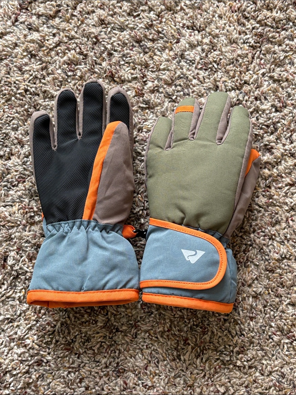 Insulated Outdoor Gloves in Olive, Gray & Orange